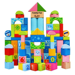Building Blocks Educational Toys – Montessori STEM Learning Set, Colorful Wooden Stacking Bricks for Toddlers & Kids Ages 3-8
