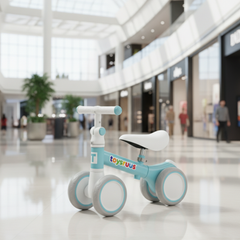 Baby Balance Bike for 1–3 Year Old | 4-Wheel Toddler Bike | Blue